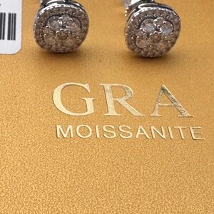 GRA Moissanite Silver Earrings. Never worn